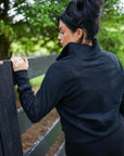 Vivienne Zip Up Stand Collar Ribbed Thumbhole Sleeve Sweatshirt