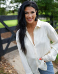 Kai Textured Buttoned Turn Down Collar