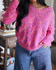 Liana Spots Knitted V Neck Casual Sweater