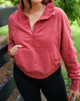 Vivienne Zip Up Stand Collar Ribbed Thumbhole Sleeve Sweatshirt