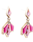 Pink Agate and Shell Matrix Golden Statement Earrings