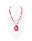 Pink Agate Golden Pendant Necklace
