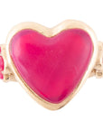Pink Agate Heart Golden Statement Ring