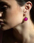 Pink Agate Punch Golden Drop Earrings