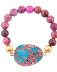 Pink Magenta Dreams Agate Slab Stretch Bracelet