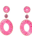 Pink Magenta Dreams Round Golden Earrings