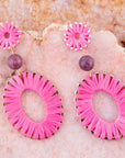 Pink Magenta Dreams Round Golden Earrings