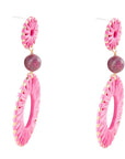 Pink Magenta Dreams Round Golden Earrings