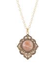 Pink Moonstone Golden Pendant Necklace