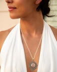 Pink Moonstone Golden Pendant Necklace