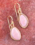 Pink Opal Golden Drop Earrings