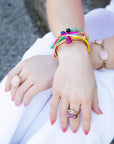 Aruba Pink Opal Golden Link Toggle Bracelet