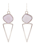 Pink Opal and Sterling Silver Triangle Earrings