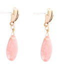 Pink Quartz Golden Lotus Drop Earrings