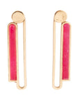 Pink Raspberry Quartz Elongated Golden Post Earrings