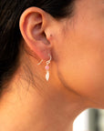 Pink Rhodonite and Golden Bronze Heart Charm Earrings