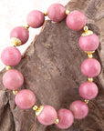 Pink Rhodonite Chunky Golden Stretch Bracelet