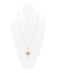 Pink Rhodonite Golden Cross Pendant Necklace