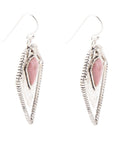 Pink Rhodonite Shield Sterling Silver Drop Earrings