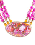 Pink Starburst Shell Statement Golden Necklace