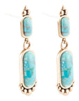 Plateau Blue Turquoise and Golden Earrings