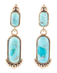Plateau Blue Turquoise and Golden Earrings