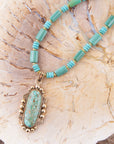 Plateau Blue Turquoise Golden Pendant Necklace