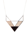 Point Made Wood and Onyx Sterling Silver Necklace