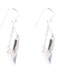 Point Made Onyx and Wood Silver Earring