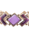 Pointedly Purple Turquoise Golden Link Bracelet