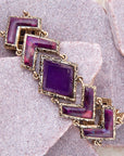 Pointedly Purple Turquoise Golden Link Bracelet