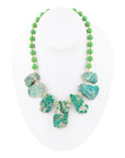 Pop of Green and Blue Jasper Statement Beaded Necklace