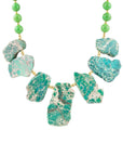 Pop of Green and Blue Jasper Statement Beaded Necklace