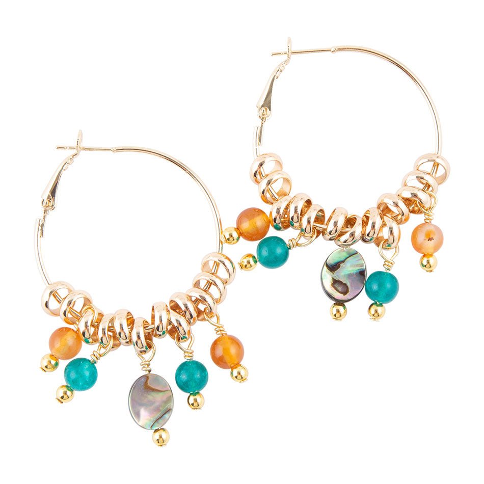 Poseidon Abalone Dangle Hoop Earrings