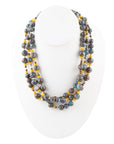 Prairie Blue and Yellow Quartz Golden Strand Necklaces