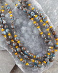 Prairie Blue and Yellow Quartz Golden Strand Necklaces
