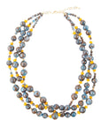 Prairie Blue and Yellow Quartz Golden Strand Necklaces