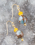 Prairie Quartz and Jade Drop Earrings