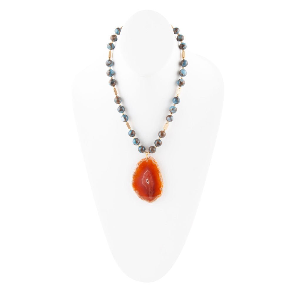 Prairie Sky Agate Pendant Necklace