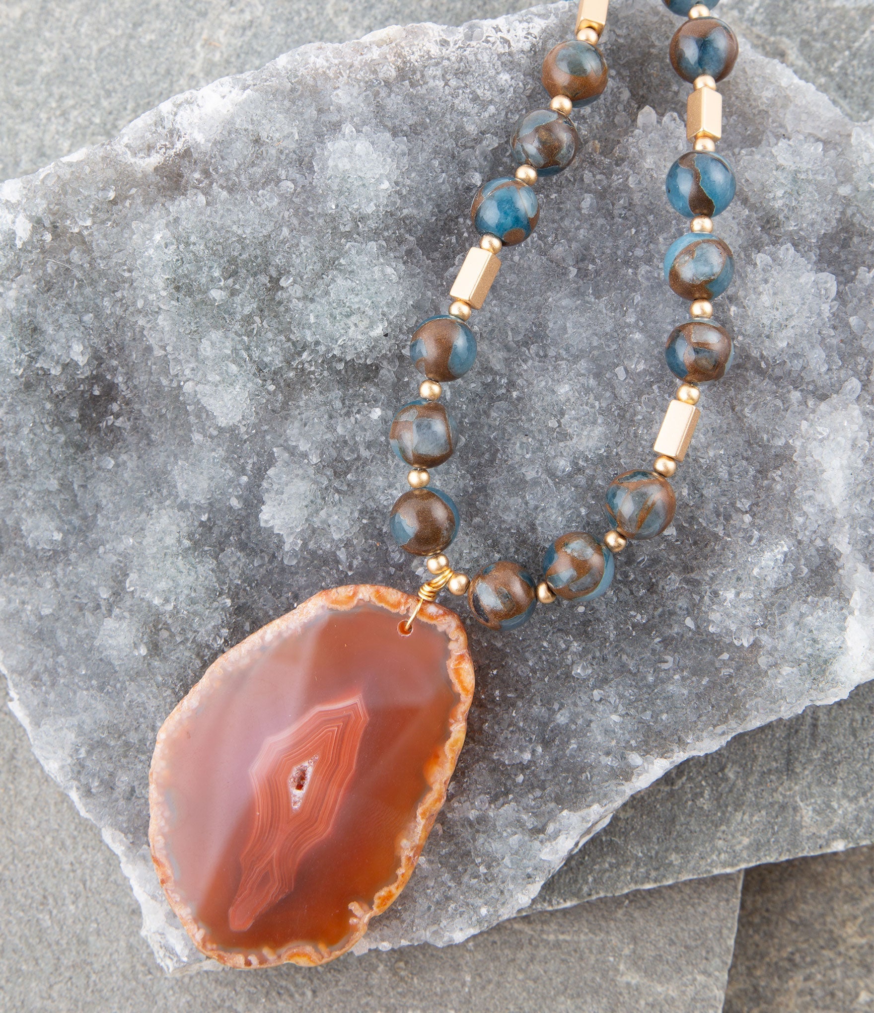 Prairie Sky Agate Pendant Necklace