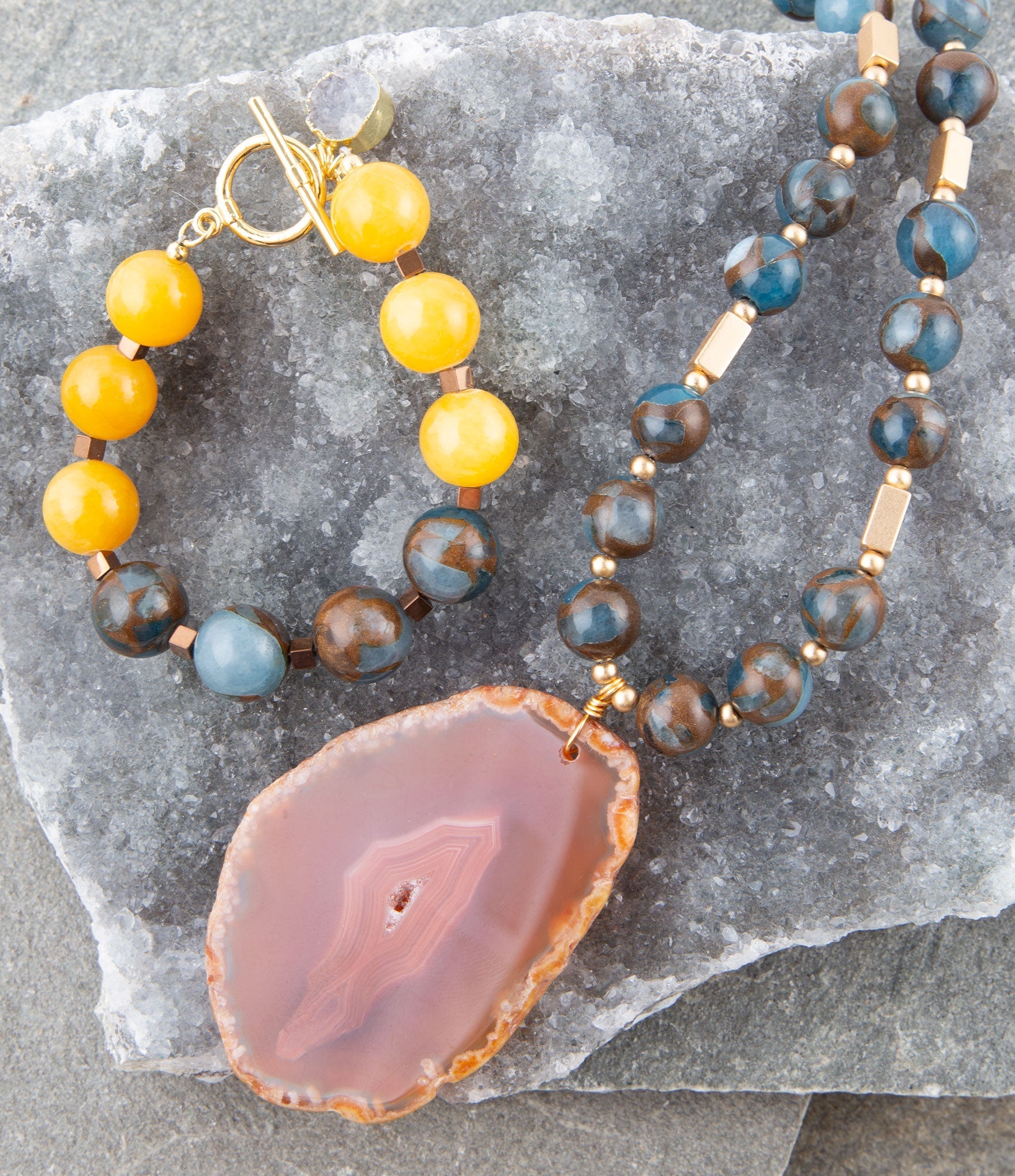 Prairie Sky Agate Pendant Necklace