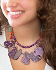 Prescott Blue Magnesite Purple and Orange Statement Necklace