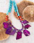 Prescott Blue Magnesite Purple and Orange Statement Necklace