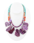 Prescott Blue Magnesite Purple and Orange Statement Necklace