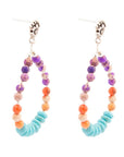 Prescott Blue Turquoise Purple and Orange Sterling Silver Drop Earrings