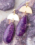 Prescott Purple Jasper Golden Drop Earrings