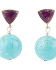 Prescott Purple Turquoise Sterling Silver Drop Earrings