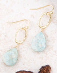 Pretty Drops of Blue Amazonite Golden Drop Earrings