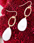 Pretty Drops of White Freshwater Pearl Golden Drop Earrings