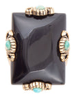 Prima Black Onyx Golden Statement Ring